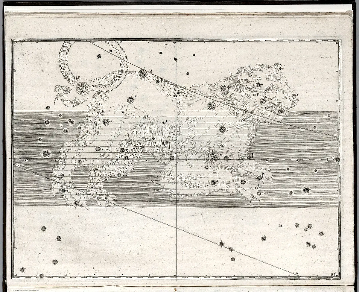 Leo, the Lion — The constellation Leo, Johann Bayer, 1655 edition of 1603