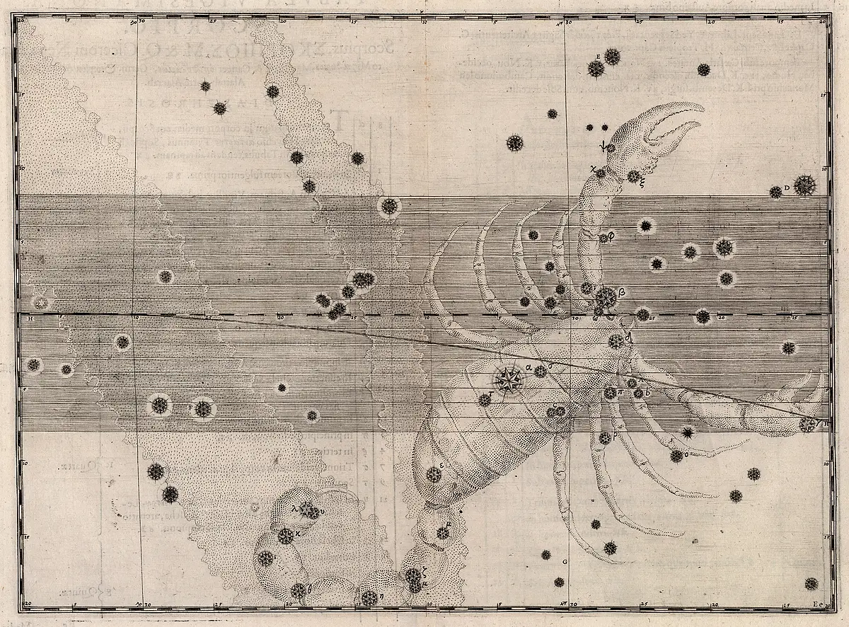 Scorpio, the Scorpion — The constellation Scorpius, Johann Bayer, 1603