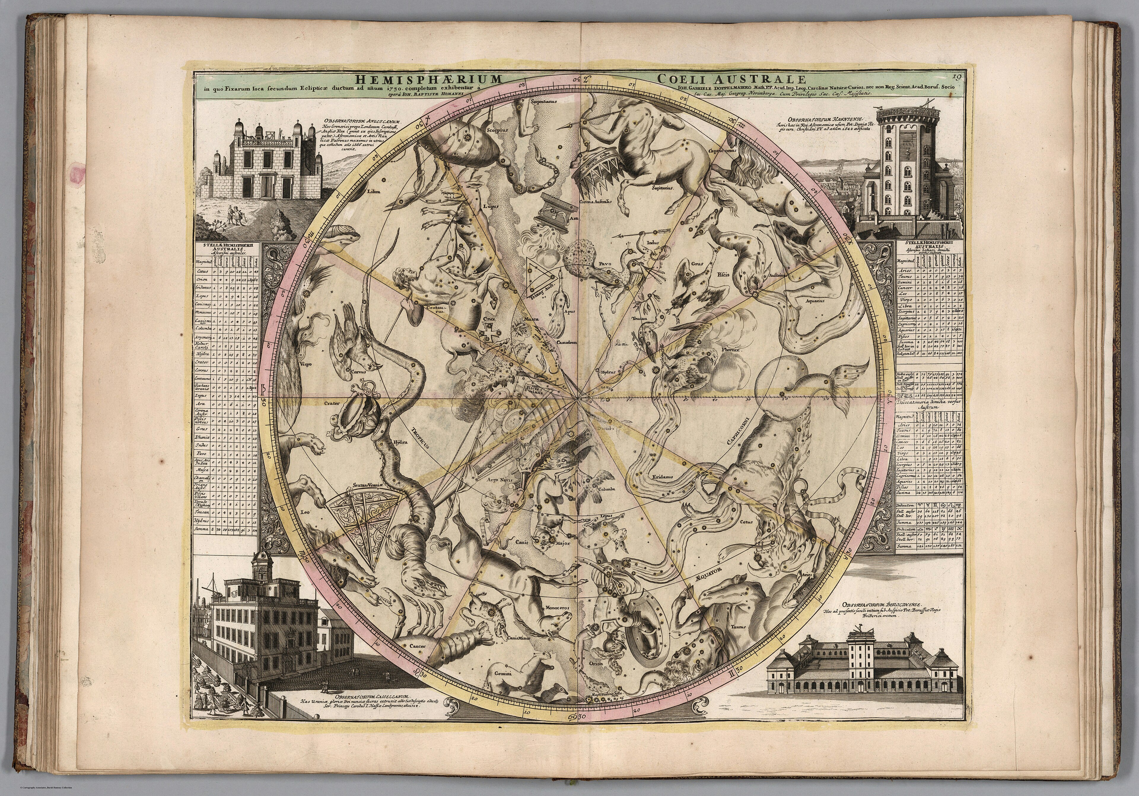 The Southern Star Hemisphere — Atlas Novus Coelestis, Johann Gabriel Doppelmayr, 1742