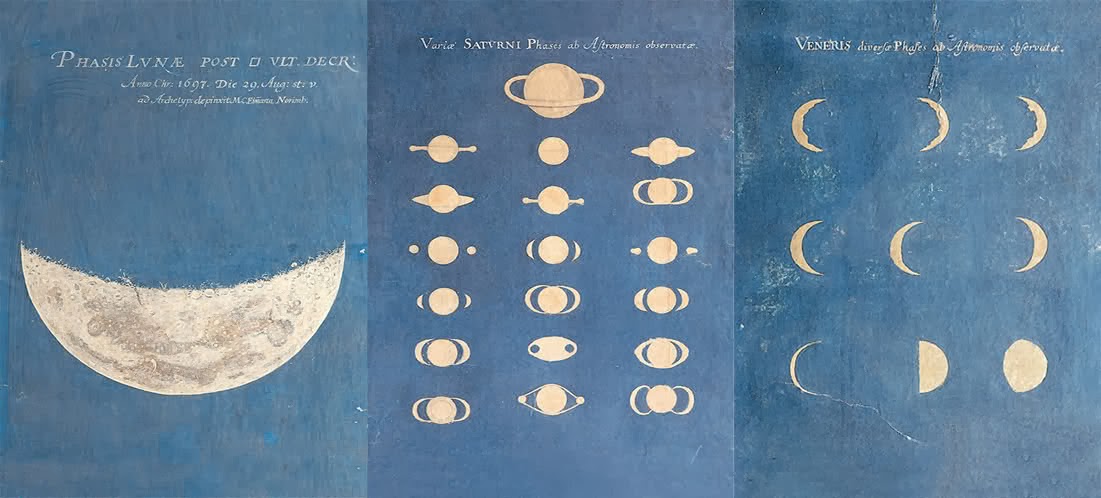 The Phases of the Moon — Micrographia stellarum phases lunae, Maria Clara Eimmart, c. 1690s