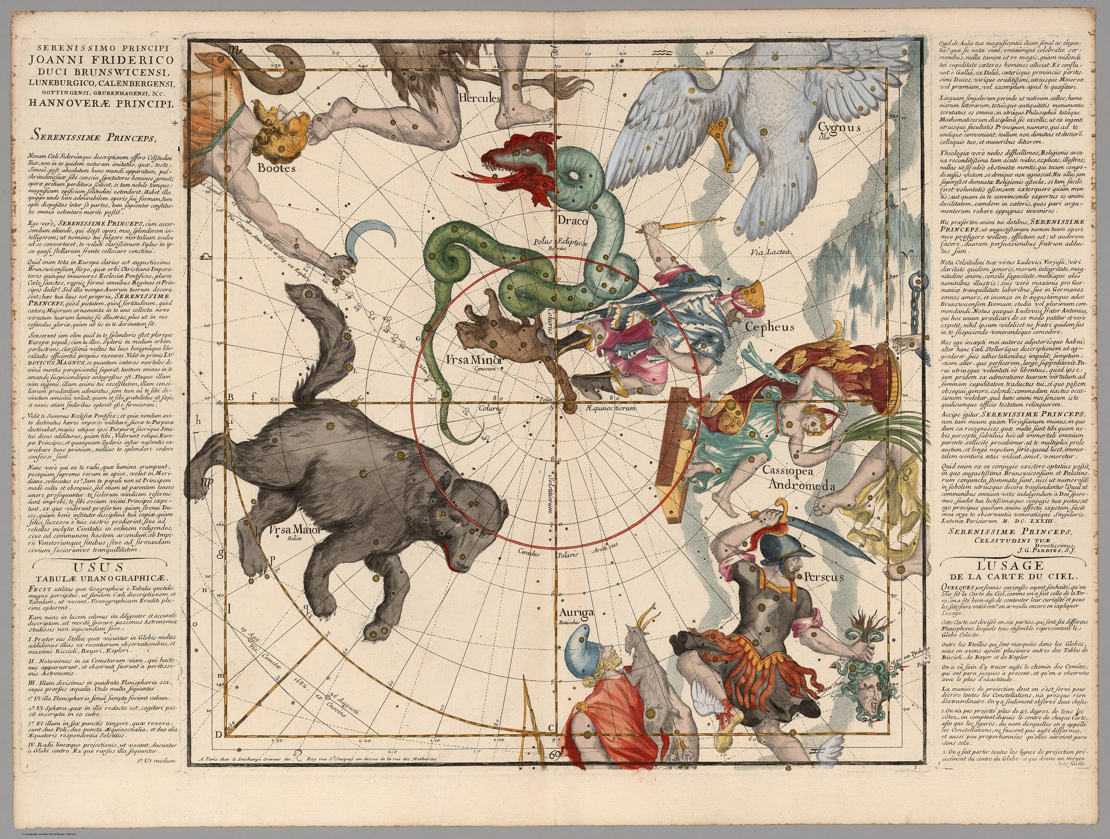 Pardies' Globe of the Heavens — Globi Coelestis in Tabulas Planas Redacti Descriptio, Ignace-Gaston Pardies, 1693 edition of 1674