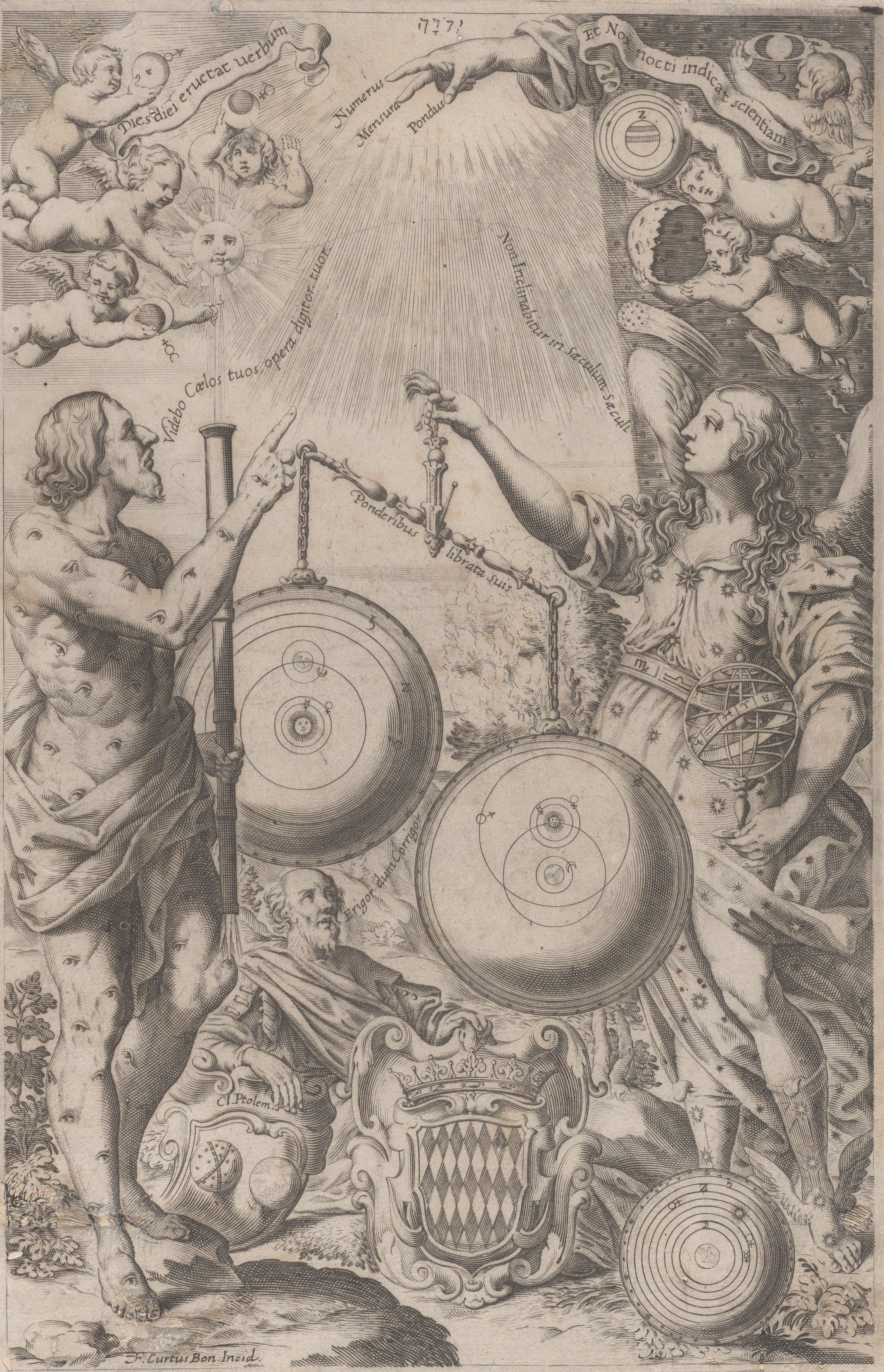 The Weighing of the World Systems — Almagestum Novum, Giovanni Battista Riccioli, 1651
