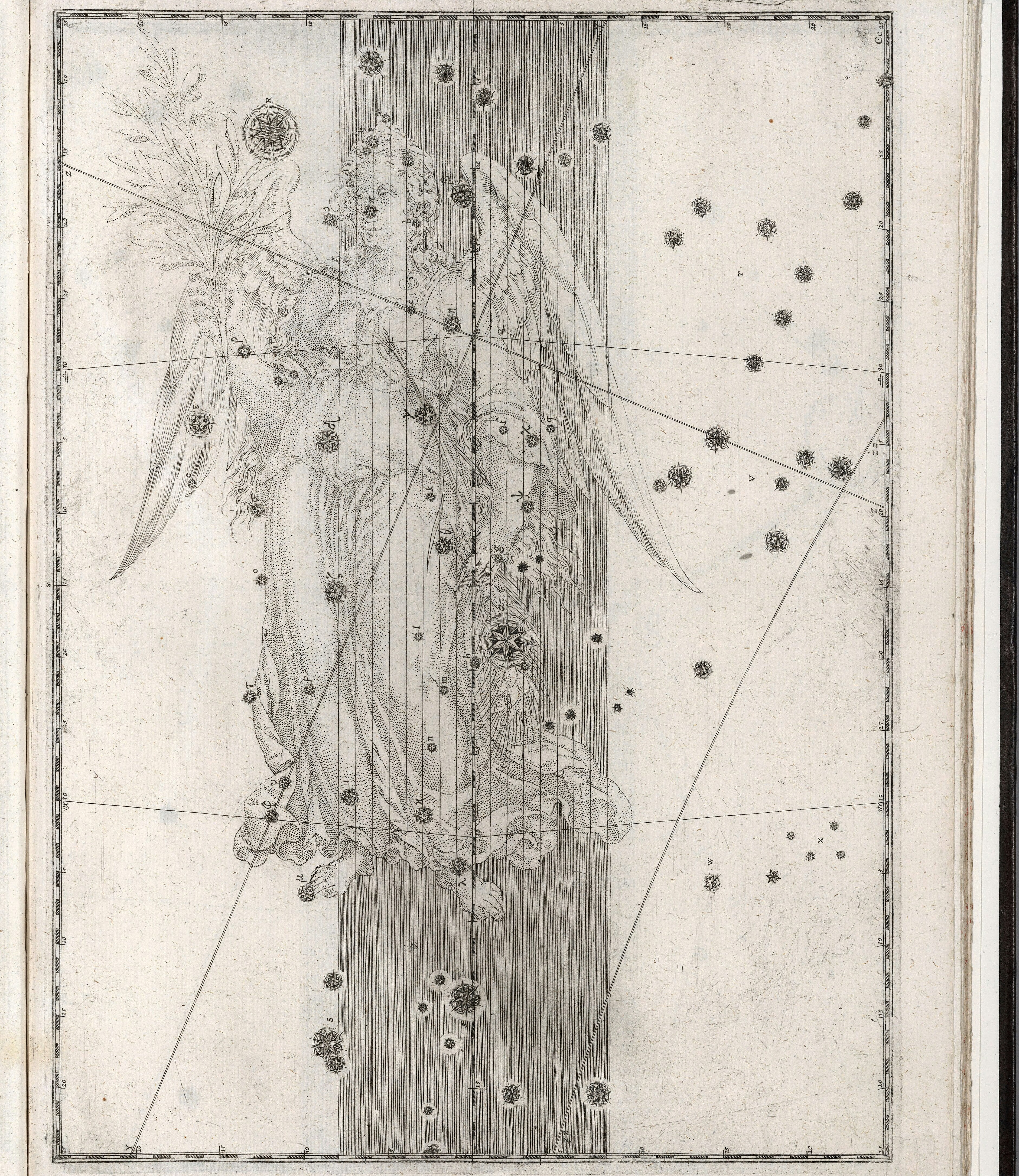 Virgo, the Maiden — The constellation Virgo, Johann Bayer, 1655 edition of 1603